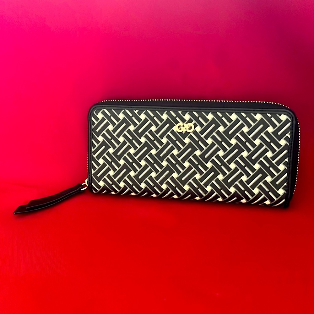 Cole Haan basketweave print zip around wallet